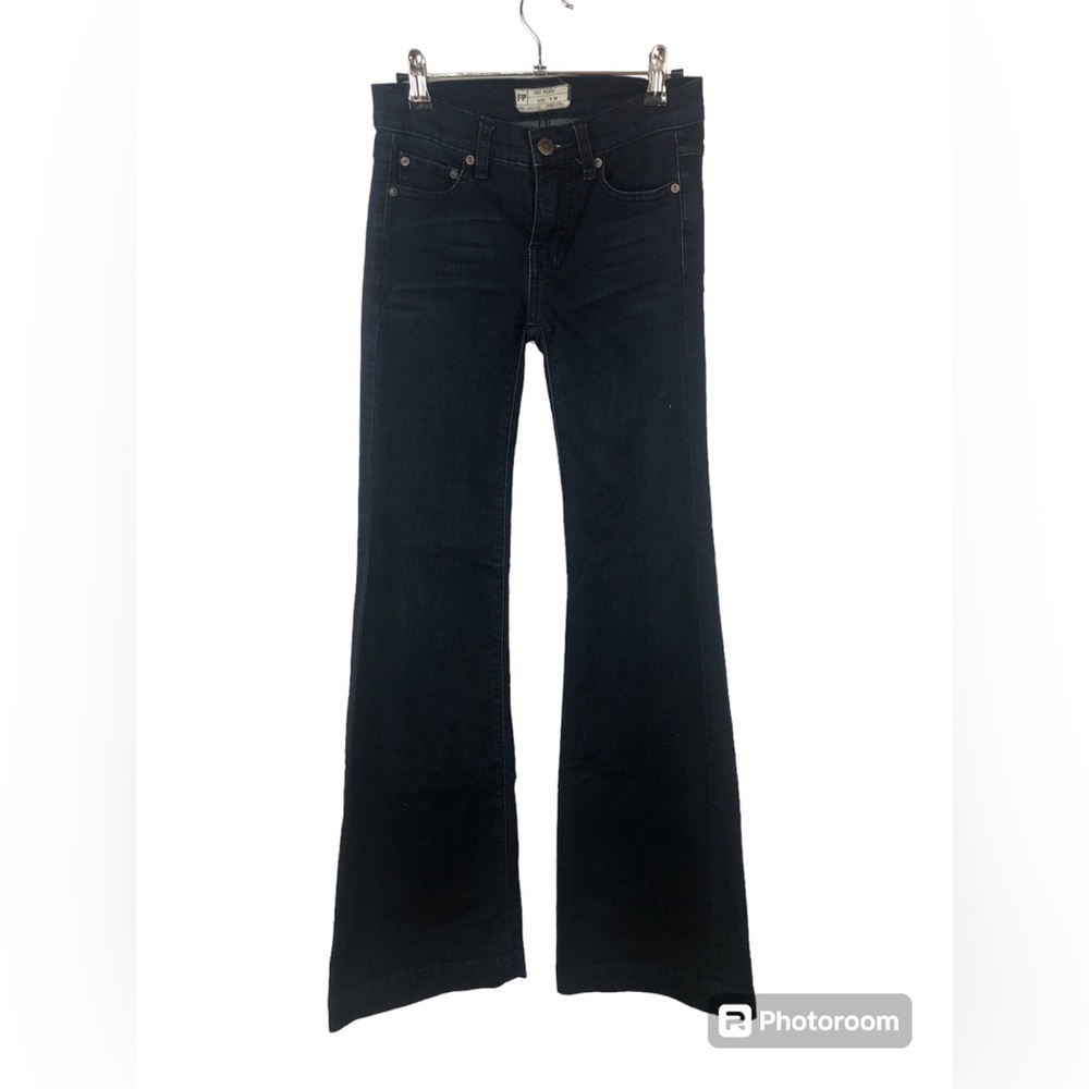 Free People Jeans Wide Leg Bell Bottom Dark Wash Sz 24
